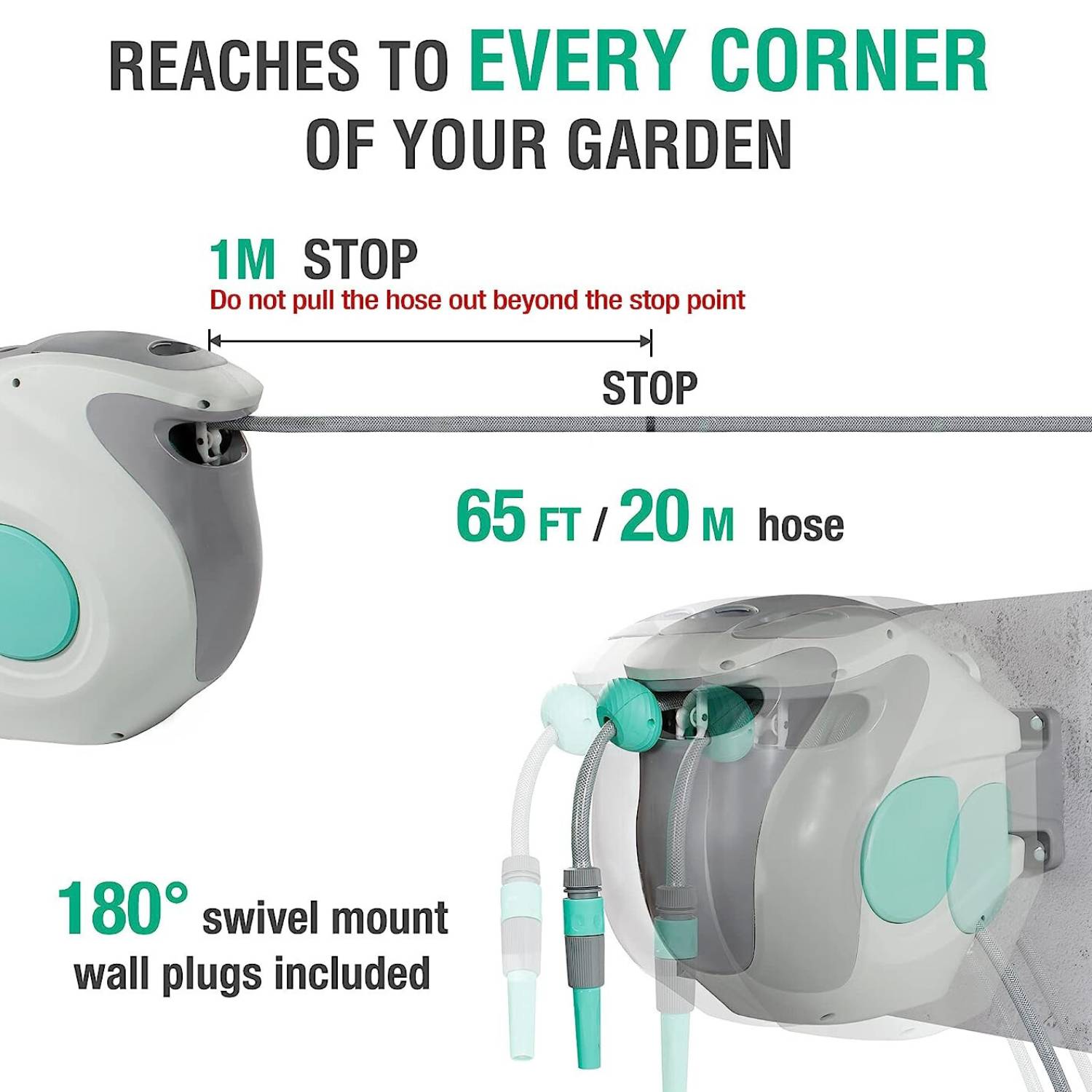 Retractable Garden Hose Reel | Wall Mounted Water Hose Reel: image 5
