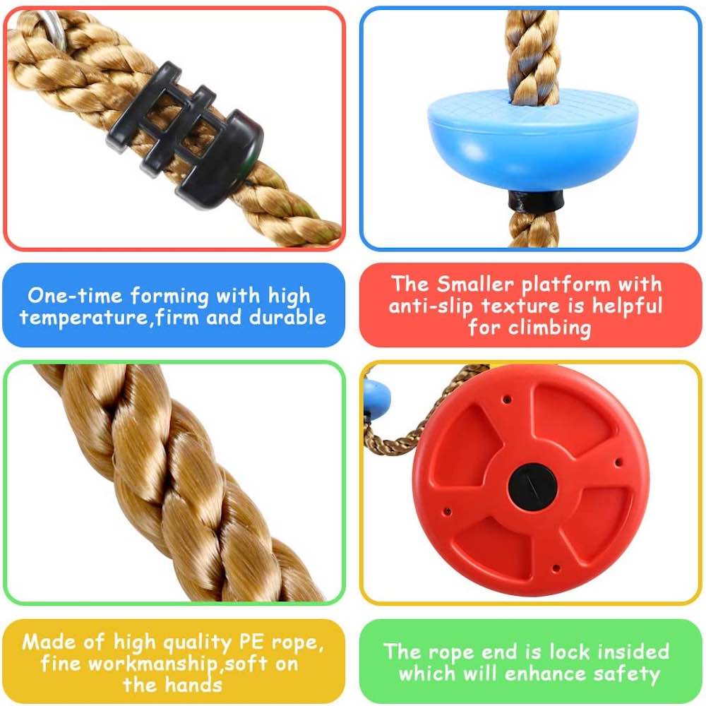 Single Disc Seat & Climbing Rope | Jungle Gym Tree Swing | Rope Swing