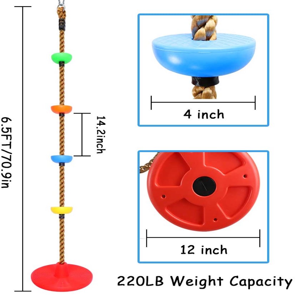 Single Disc Seat & Climbing Rope | Jungle Gym Tree Swing | Rope Swing: image 9