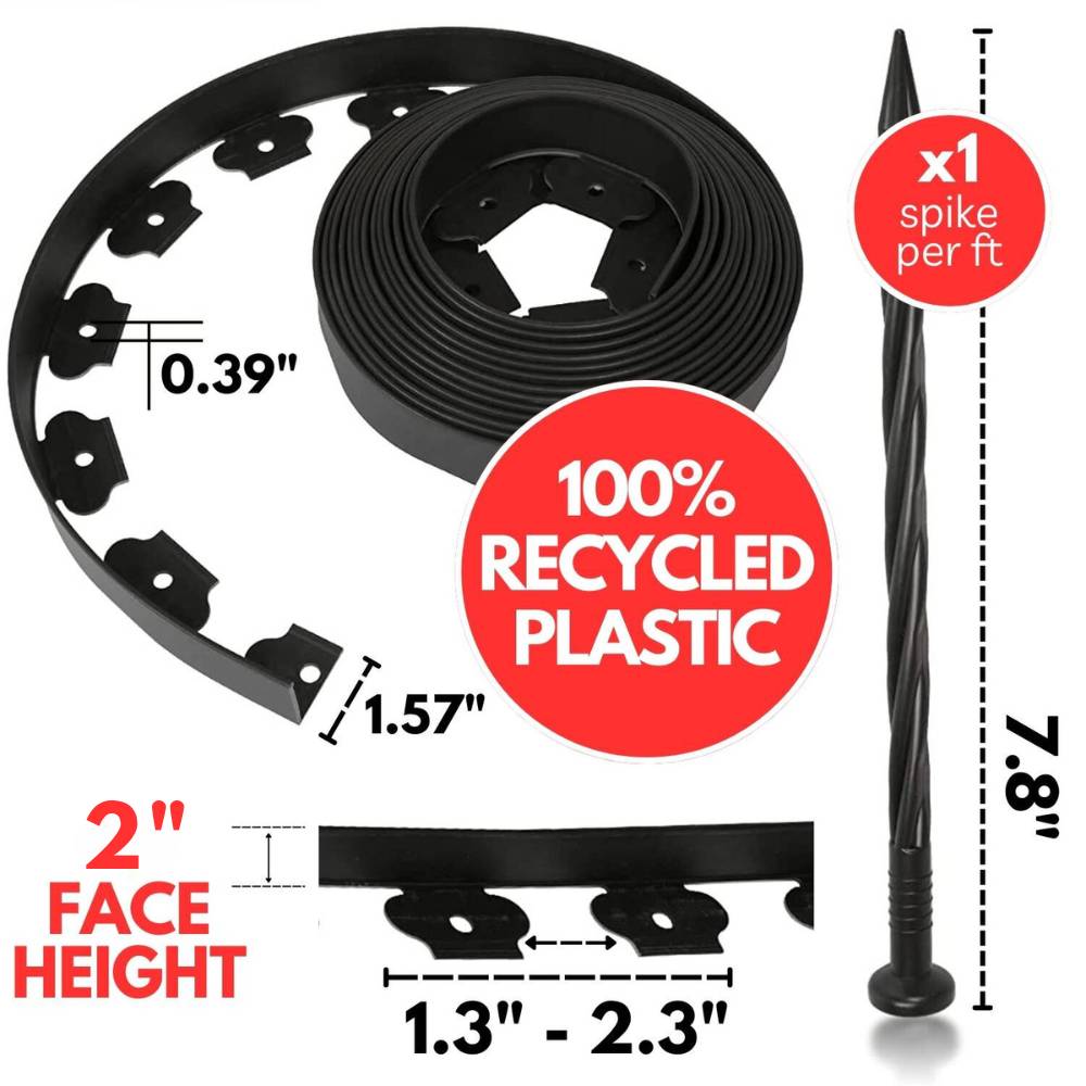 Plastic Lawn Edging - 2" Face Height (per ft)