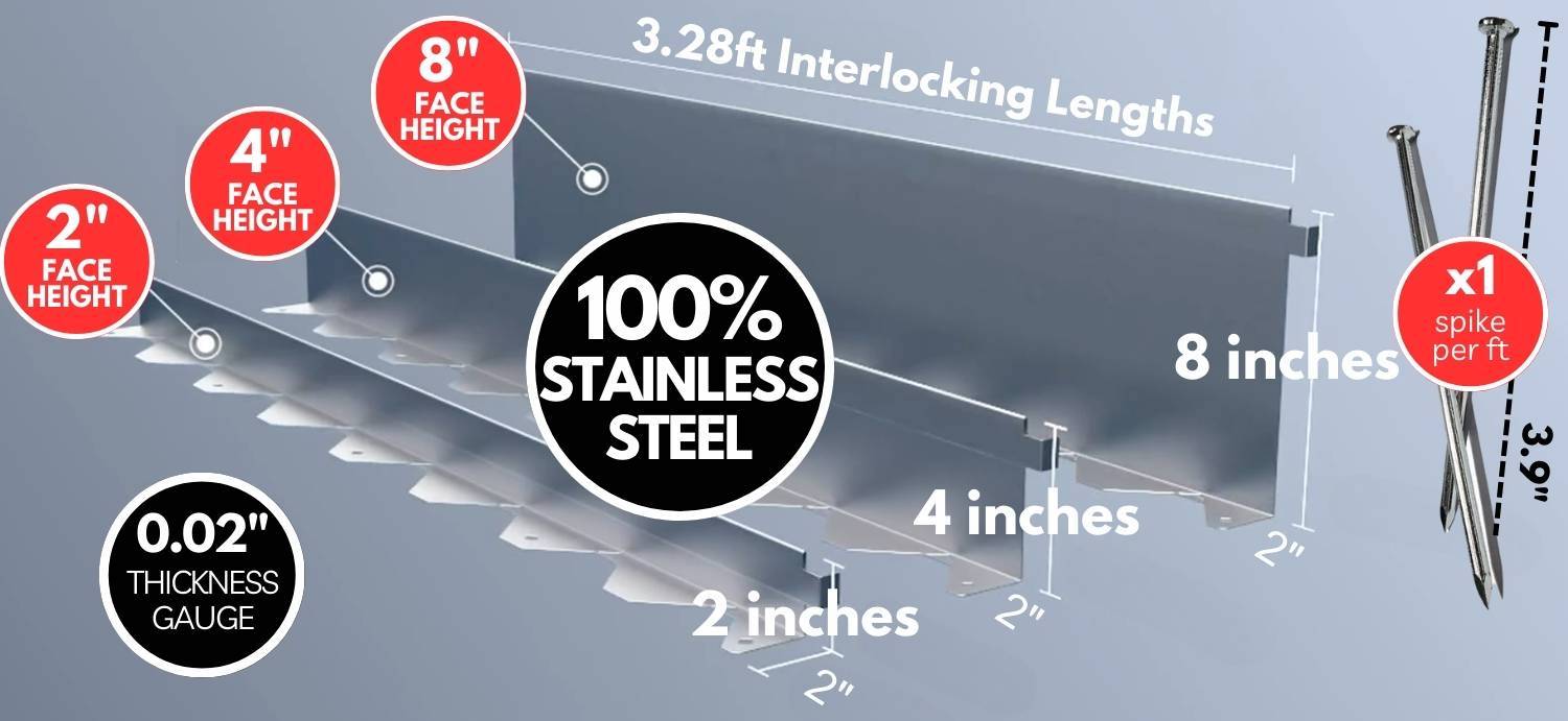 Stainless Steel Garden Edge - 2" Face Height (per ft): image 12