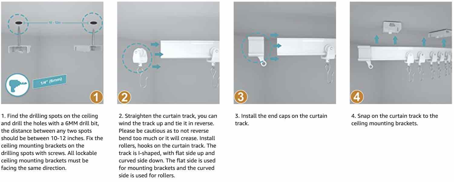 Ceiling Curtain Track | Flexible Curved Ceiling Track for Curtains | Curved Curtain Track (per ft): image 31