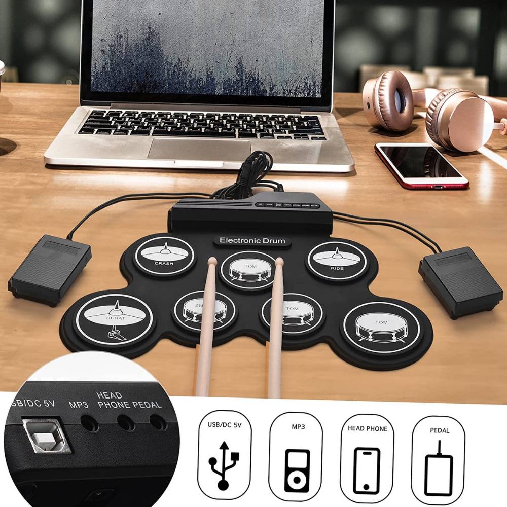 Portable Electronic Drums | Electric Drum | Portable Digital Drum Kit: image 2