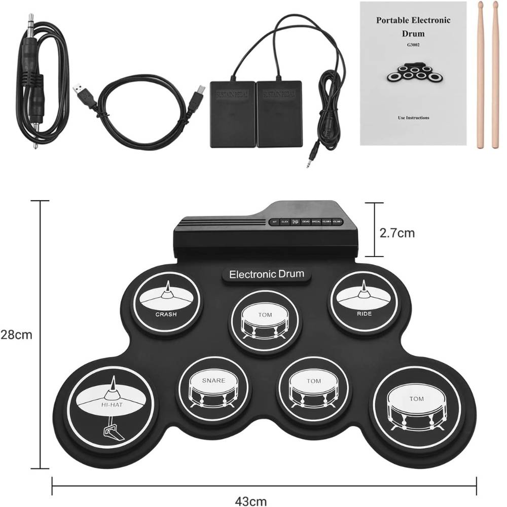 Portable Electronic Drums | Electric Drum | Portable Digital Drum Kit: image 8