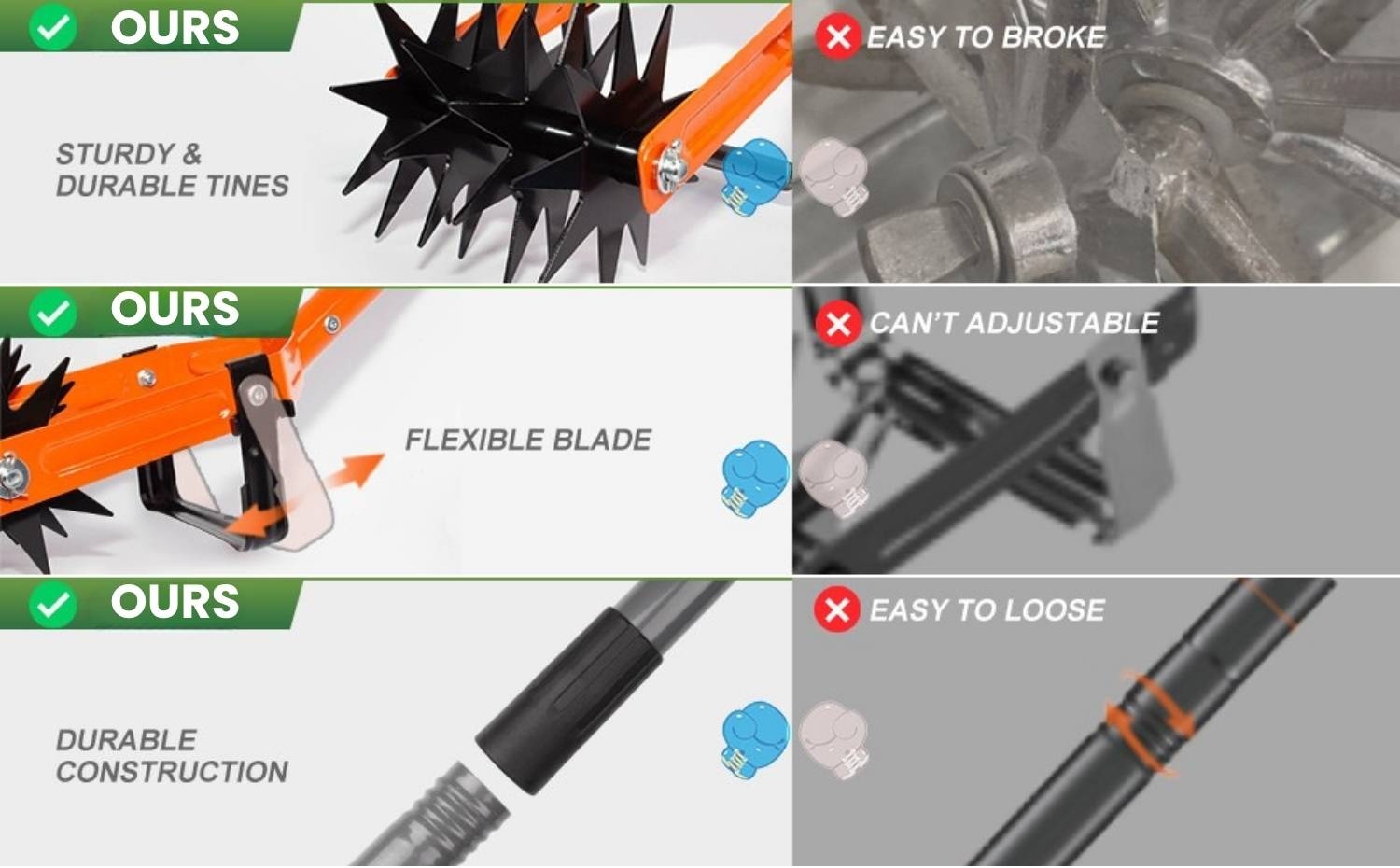 Hand Held Tiller Cultivator | Hand Cultivator For Gardening | Hand Held Rotary Tiller: image 9